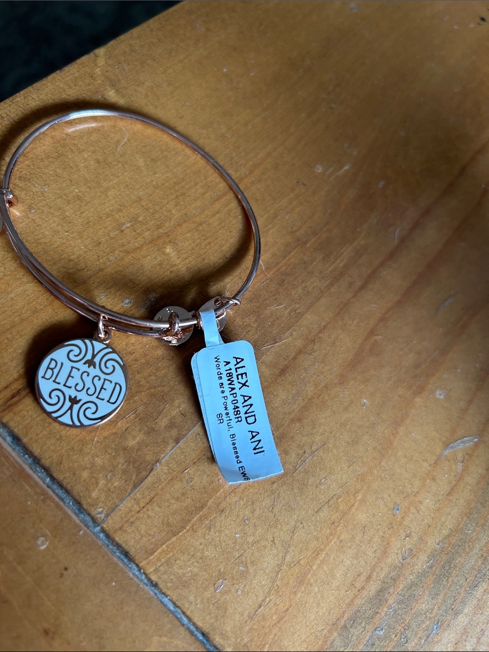 Alex and Ani Rose Gold 'Blessed' Charm Bangle - Picture 3 of 3